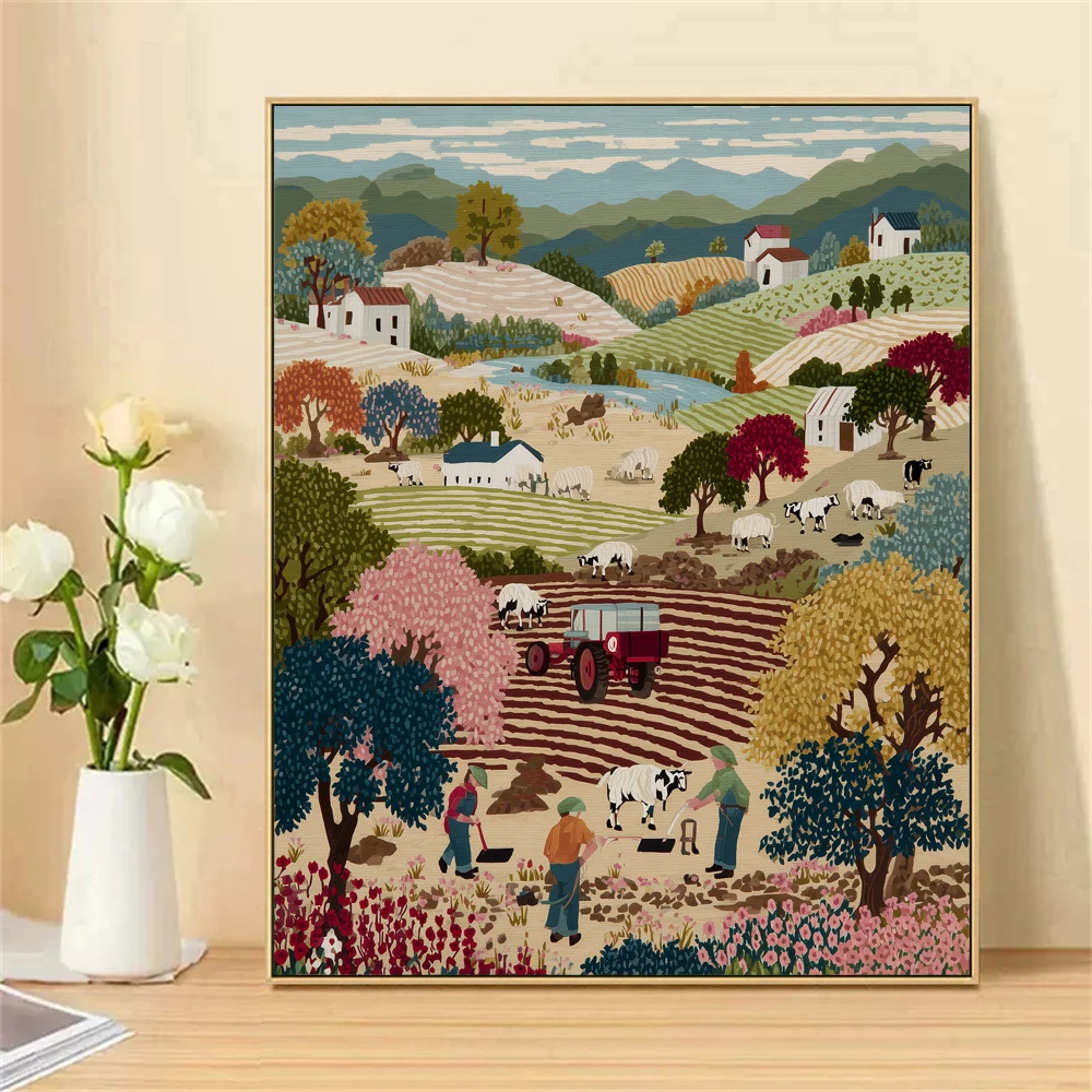 Painting by Numbers For Adult Kit Farmers in labor DIY Dropshipping Canvas Oil Paint by Number Home Decor