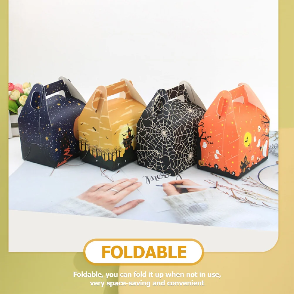

50Pcs Spider Web Handheld Boxes Halloween Cake Candies Gift Packaging Delicate Design Foldable Space Saving Cake Box