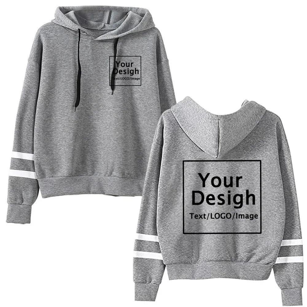 Custom Logo Hoodies Harajuku Men/Women DIY Your Like Photo Printing Striped Sweatshirts Fashion Personalized Wholesale Pullovers