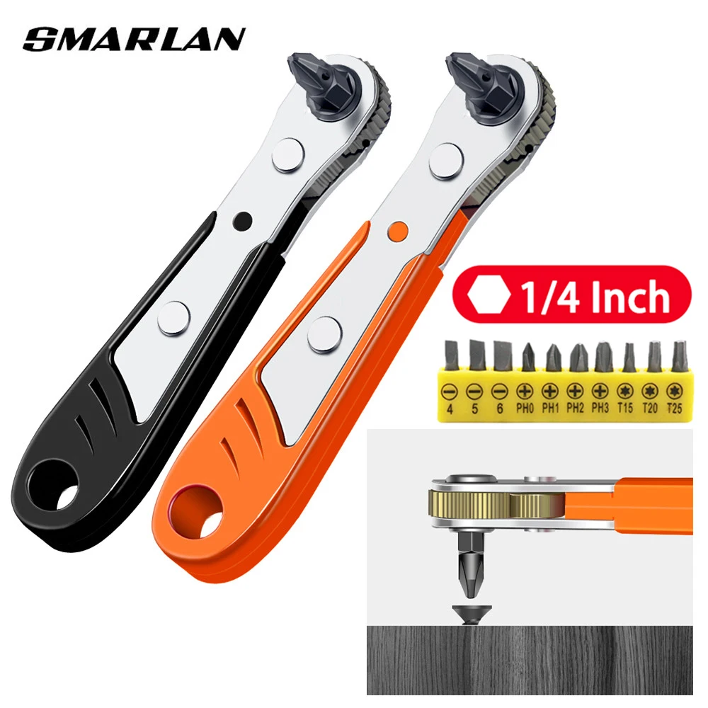 

Adjustable Hexagon Ratchet Wrench 1/4" Hex Quick Release Socket Repair Tools for Single/Double Head Screwdriver Drill Bits Tool