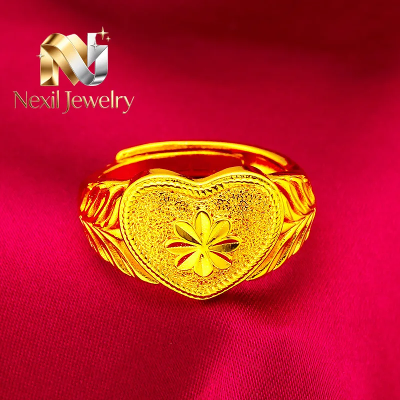 Nexil Jewelry   Nexil Jewelry  Heart Open Ring Women's 24K Gold AU999 - Oxidation-resistant pure gold, secure heart structure fo