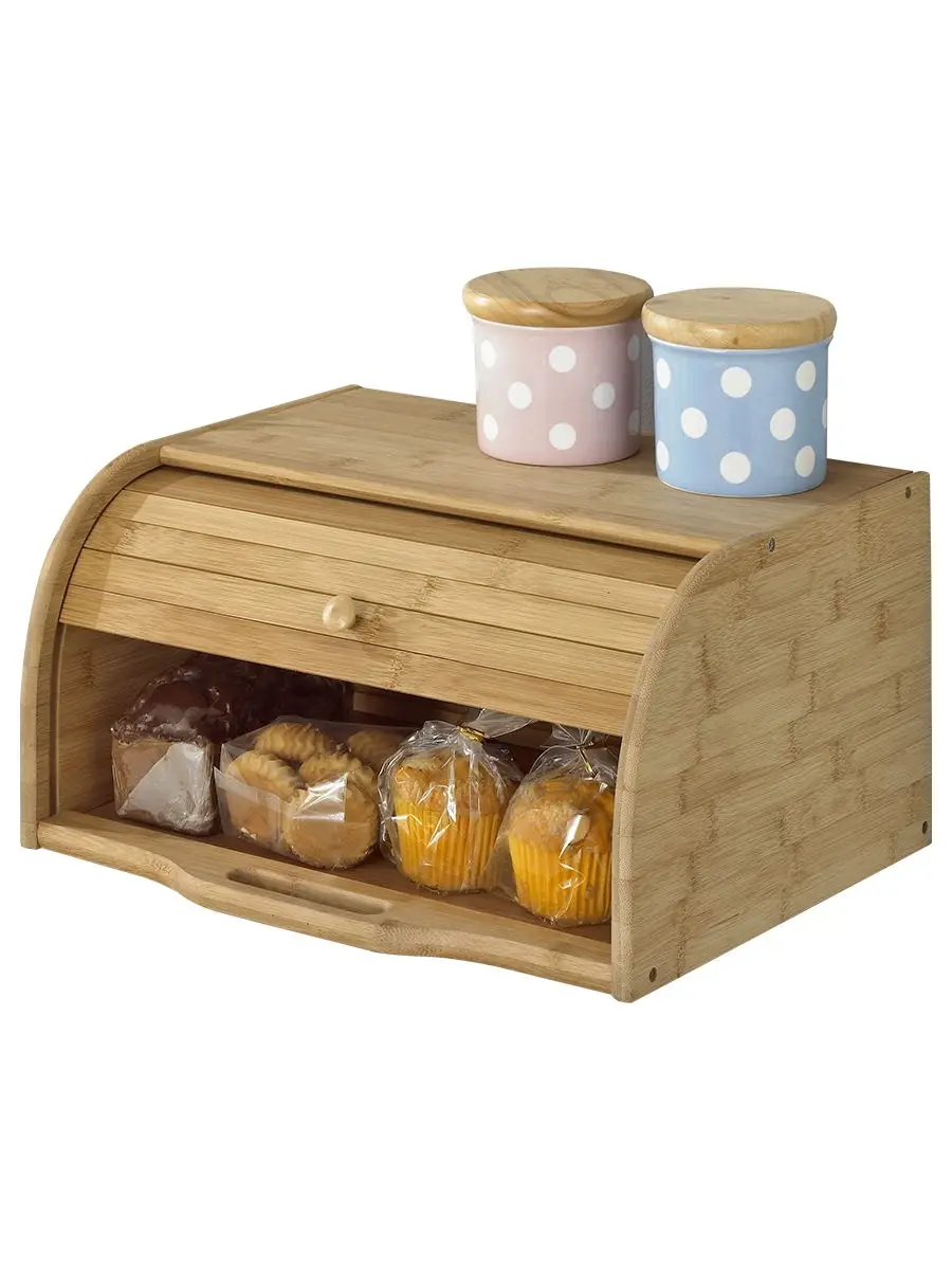 

Snack Desktop Creative Wood Kitchen Storage Box Office With Lid Bamboo Cabinet Drawer Type Bread Box