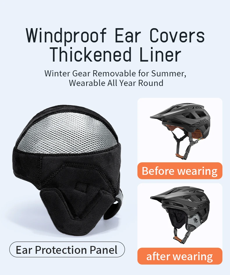 BATFOX Mountainbike-Helm mit austauschbarem, warmem Ohrenschutzfutter, Winter-Elektroroller-Sicherheitsausrüstung, MTB-Fahrradhelme – Detail 4