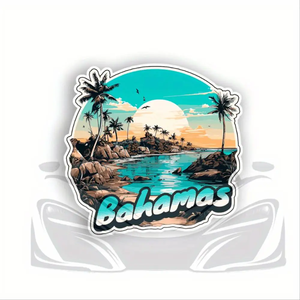 Bahamas Scenic Travel Souvenir Irregular Shaped Self Adhesive Weatherproof Vinyl Decal Sticker Waterproof Stickers For Decoratin