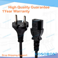 EU CEE7/17 2 Pin Male to IEC 320 C17 Female Power Cord H03VV-F 2x0.75mm²