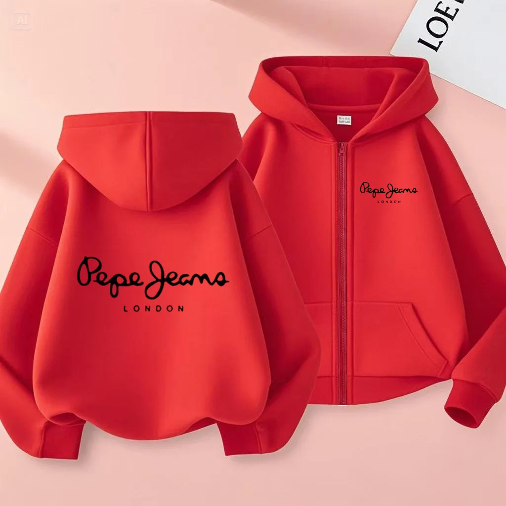 Children Leisure Fashion Jogging Hoodie Loose Trend Clothing Letters Sweatshirt Zipper Style Girls Boy Charming Top 3-12Yrs Gift