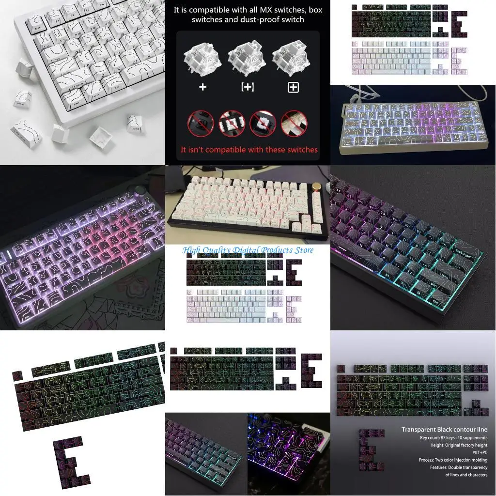

U2JE 97-Key Side Printed Keycaps Professional PBT Contour4.0 Original Height