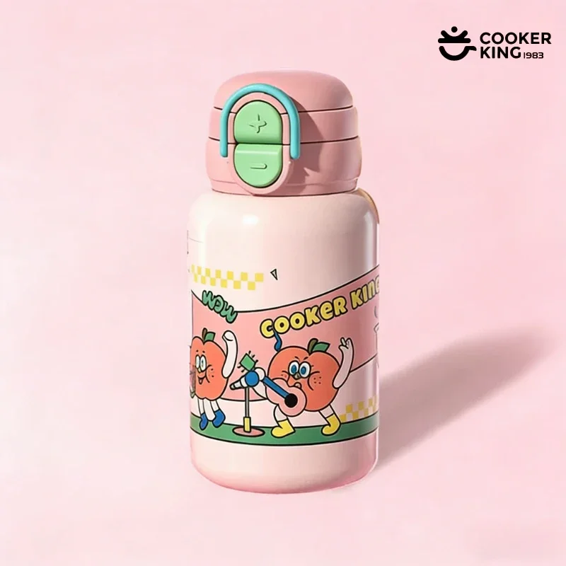 

COOKER KING 580ML Insulated Water Bottle with Straw Made of 316/304 Stainless Steel and PP Suitable for Children with Cup Sleeve