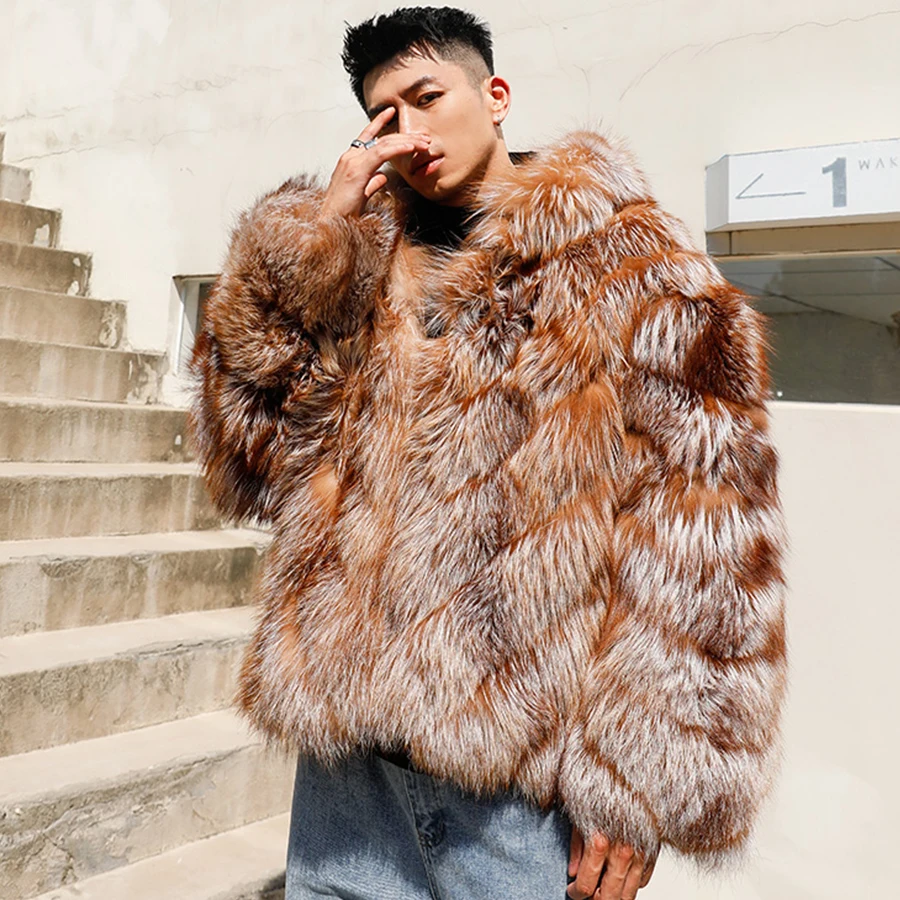 Natural Fox Fur Jacket Men Real Fur Coats Mens Best Selling Warm Men's Winter Fox Fur Short Jacket