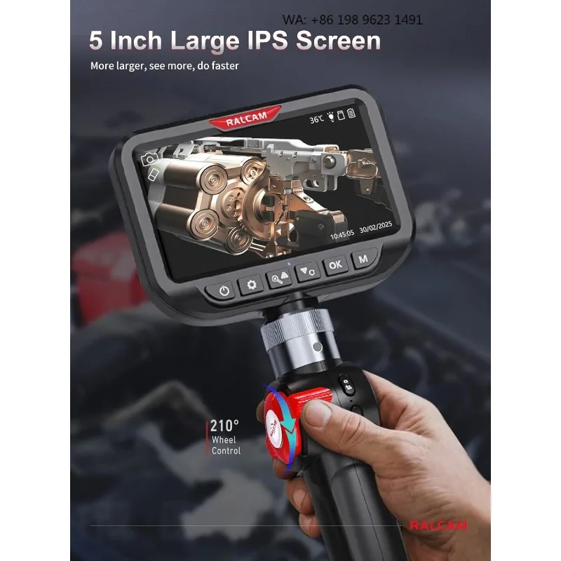 6mm 1m 1440P Full HD Borescope Two Ways Steering Probe Home Sewer Pipeline Security Tool