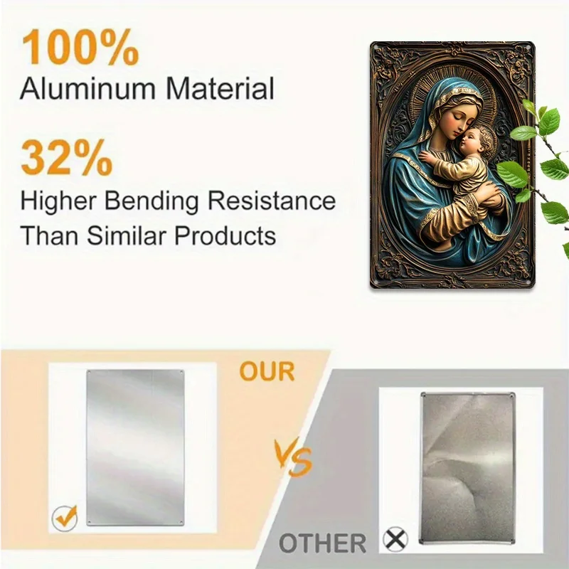 زخرفة معدنية، لوحة فنية جدارية من الألومنيوم، علامة معدنية مريم العذراء الكاثوليكية ويسوع ديكور جدار معدني من الألومنيوم لغرفة المعيشة