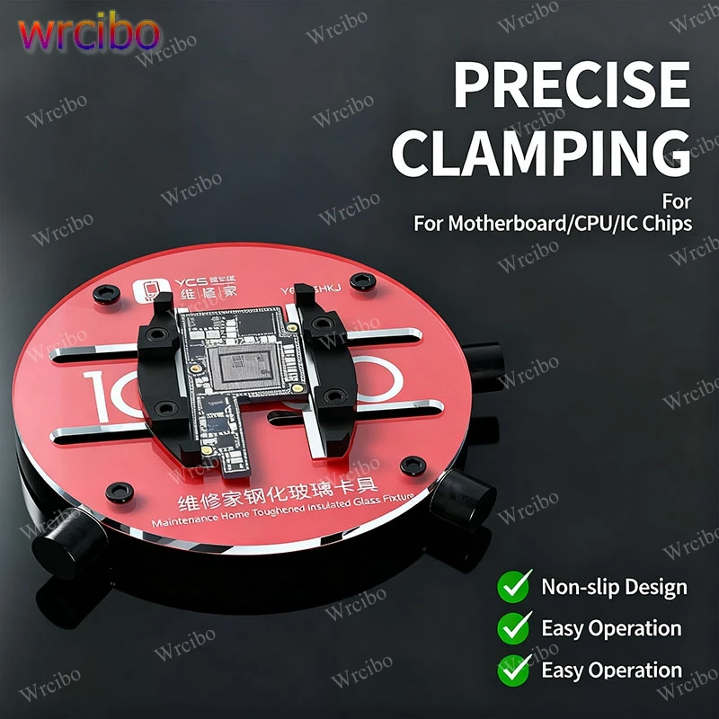 

YCS-GHKJ Universal Soldering / Chip De-gumming Circular Glass Fixture Adjustable Holding Clamp for IC Chip Motherboard Repair