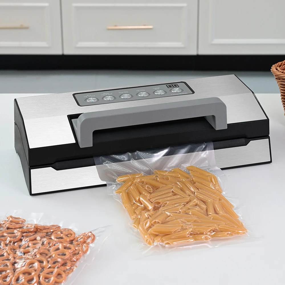 OEM Automatic Electric Handle Vacuum Sealing Machine for Household Use Vacuum Sealer With Double Seals and Timer for Food Fresh