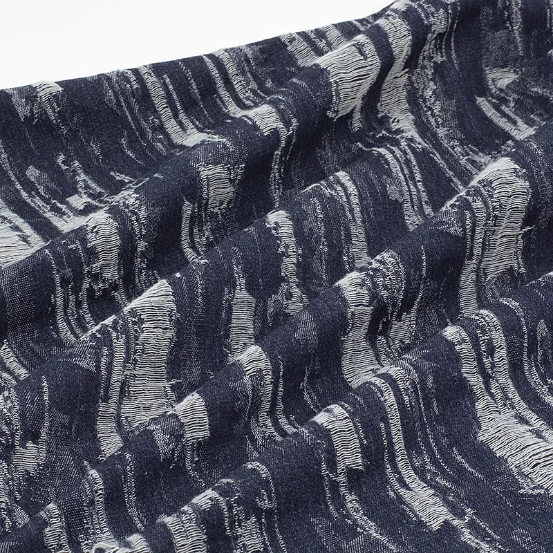 1yard Washed denim fabric Hollowed out jacquard sewing DIY Coat,suit,bag designer Fabrics for clothing