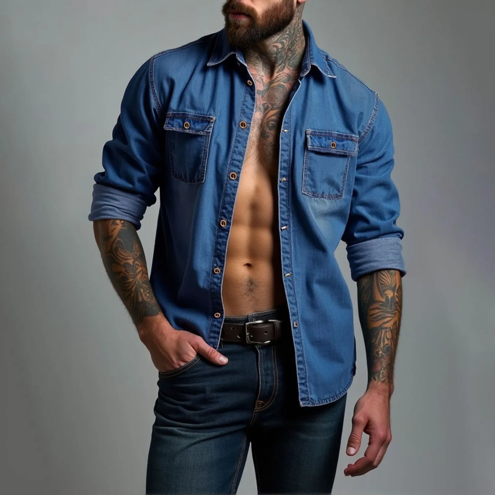 

Мужская джинсовая рубашка, тонкие топы, мягкие хлопковые приталенные джинсы, ковбойская уличная одежда, мужские осенние рубашки с длинными рукавами, большие размеры 3XL