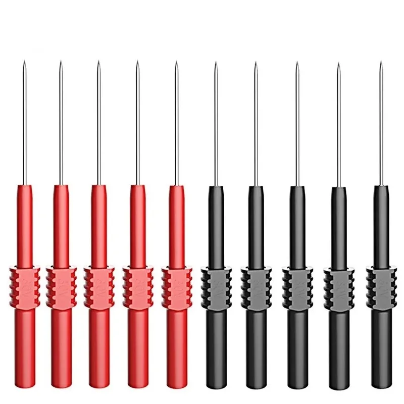 Cleqee-sondas de Teste Multímetro Não Destrutivas Pvc Macio Agulha Piercing de Isolamento Vermelho Preto P5009 10 Pcs