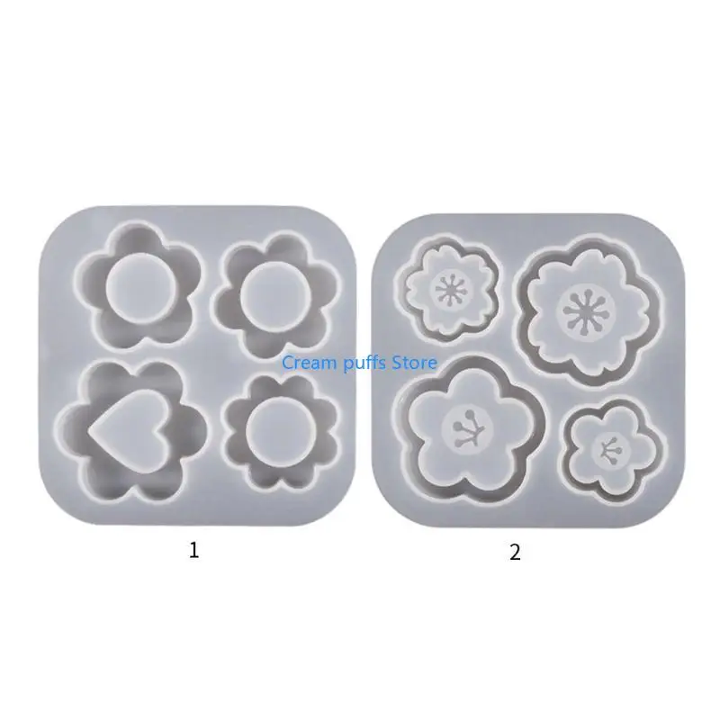 50LE Flower Ornament Silicone Mold Keyring Pendant Handmade Decoration Mold for Valentines Day Birthday Gift