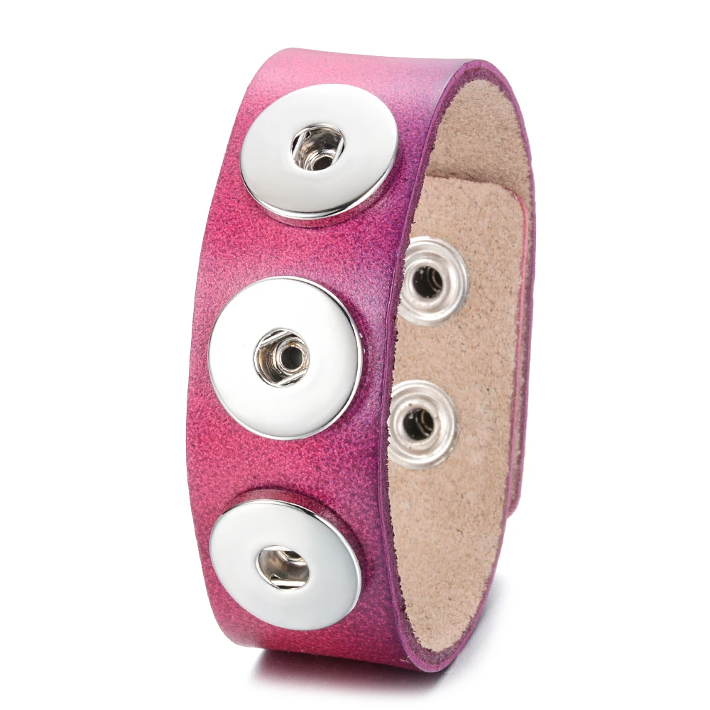 10pcs/lot Wholesale Mixed Color Snap Button Beacelets for Women DIY Ginger Snap Leather Beacelet Fit 18mm Interchangeable Charms