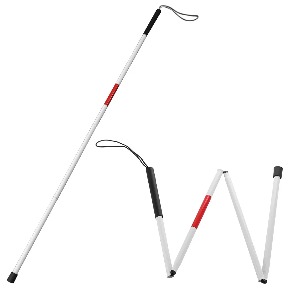 Aluminum Alloy Blind Walking Stick Adjustable Height Reflective Hiking Trekking Pole Portable Durable Folding Cane Elder