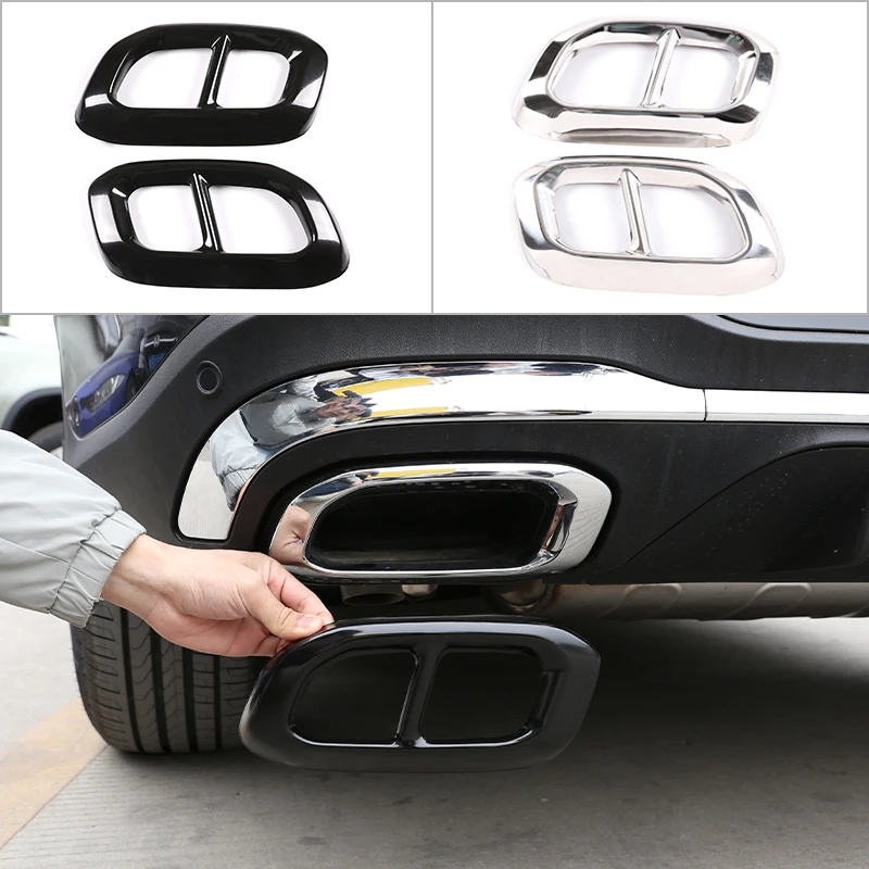 

For Mercedes-Benz GLC GLE GLS W167 X253 X167 2020 2Pcs Stainless Steel Car Tail Muffler Exhaust Pipe Output Cover Trim Accessory