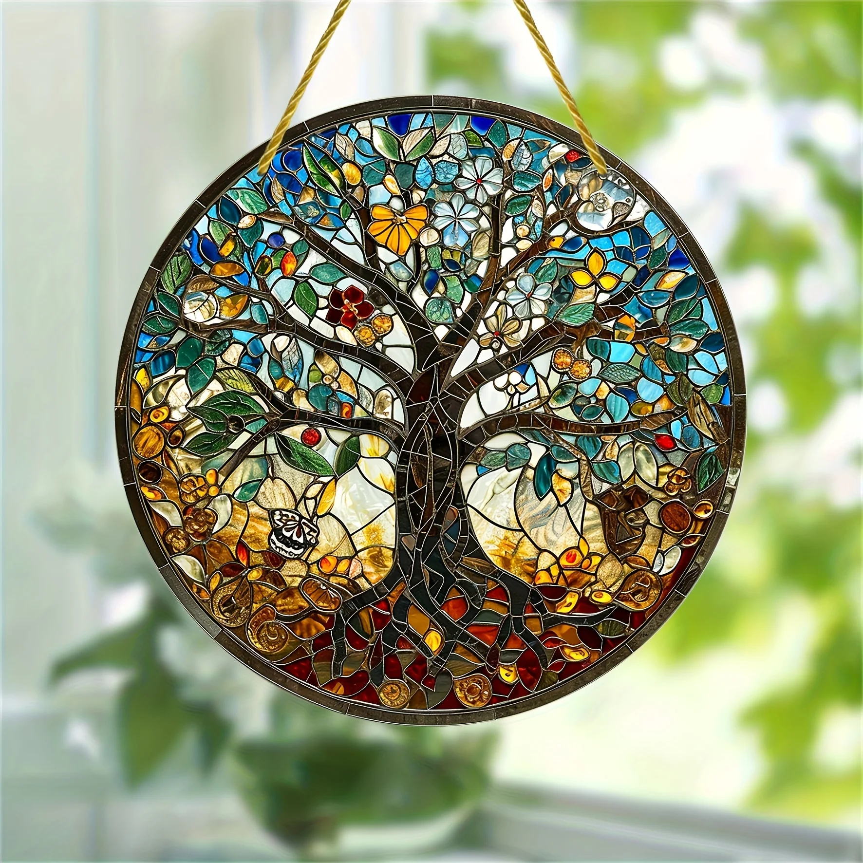 1pc Tree of Life Suncatcher, Round Sign, Window, Porch Decor, Wall Decor, Home Decor, Room Decor, Housewarming Gift (8*8 inch)