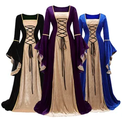 Vestido de terciopelo de lujo para mujer, traje victoriano Medieval, vestido irlandés renacentista, vestido Retro de Cosplay, Vestido largo de lujo, 5XL