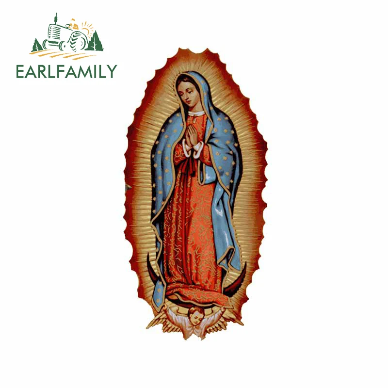 

EARLFAMILY 13cm x 6.6cm For Virgin Mary Full Sunscreen Car Stickers Windshield Decal Waterproof Occlusion Scratch Decoration