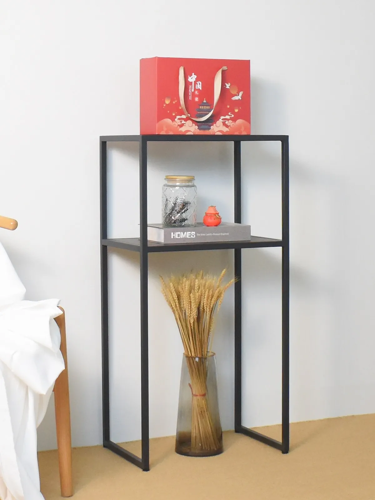 Nordic living room sofa side few simple flower stand water dispenser trash can rack sweeping robot double storage shelf