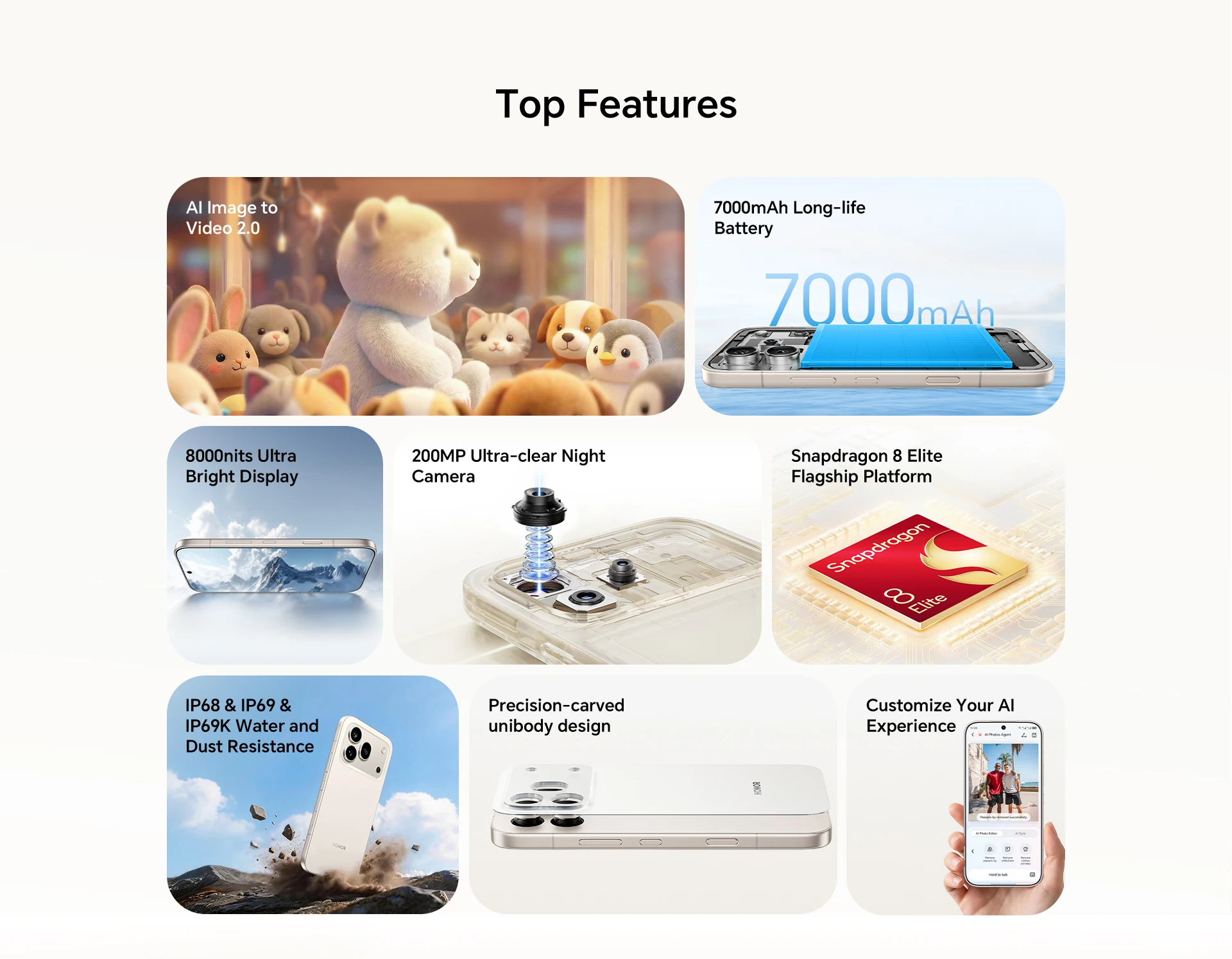 Global Version HONOR 600 Pro 6.57'' AMOLED Snapdragon 8 Elite 200MP OIS Camera 120X Zoom 7000mAh 80W Wired 50W Wireless Charging