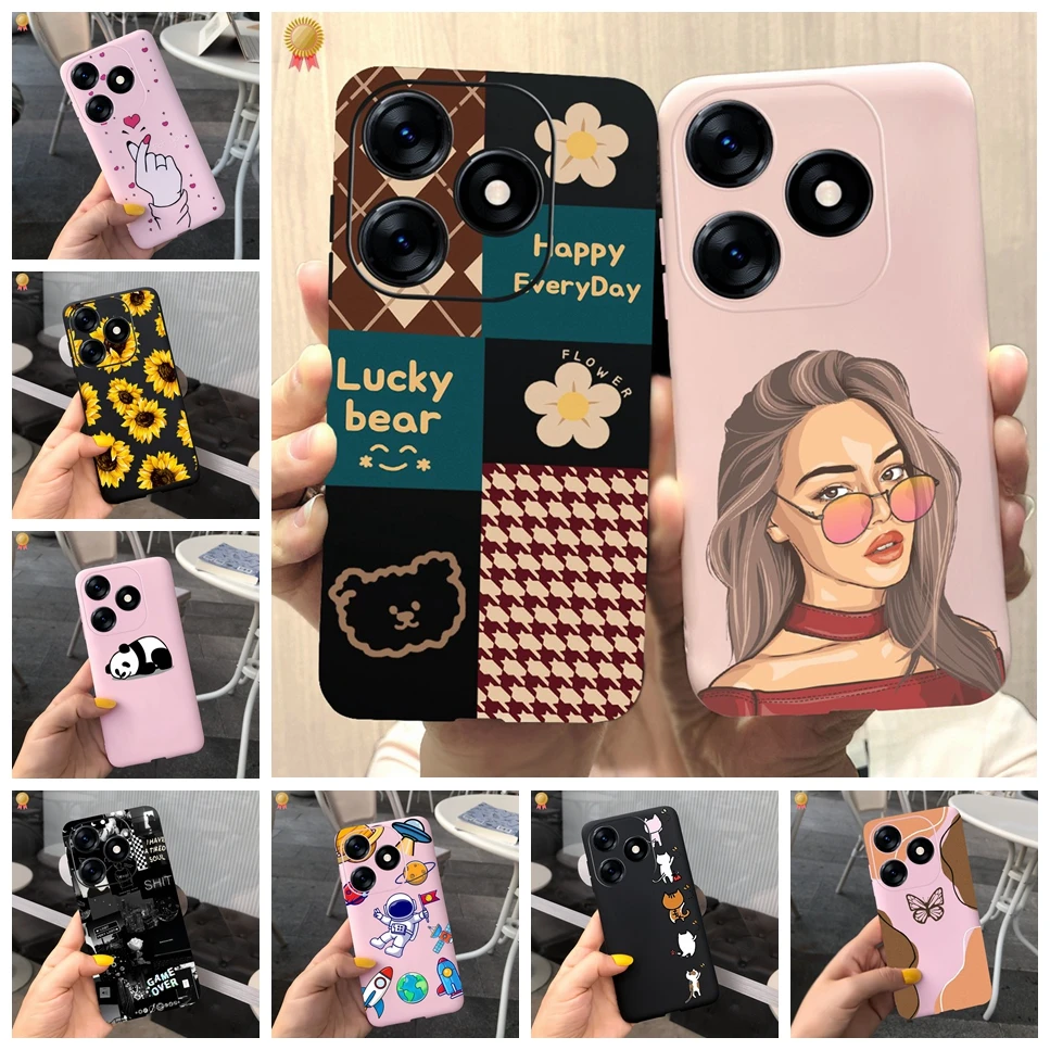 Funda trasera de silicona TPU para Tecno Spark 10 10C 4G, carcasa bonita y divertida, color negro y rosa, para Tecno Spark10 Spark 10 C 10C