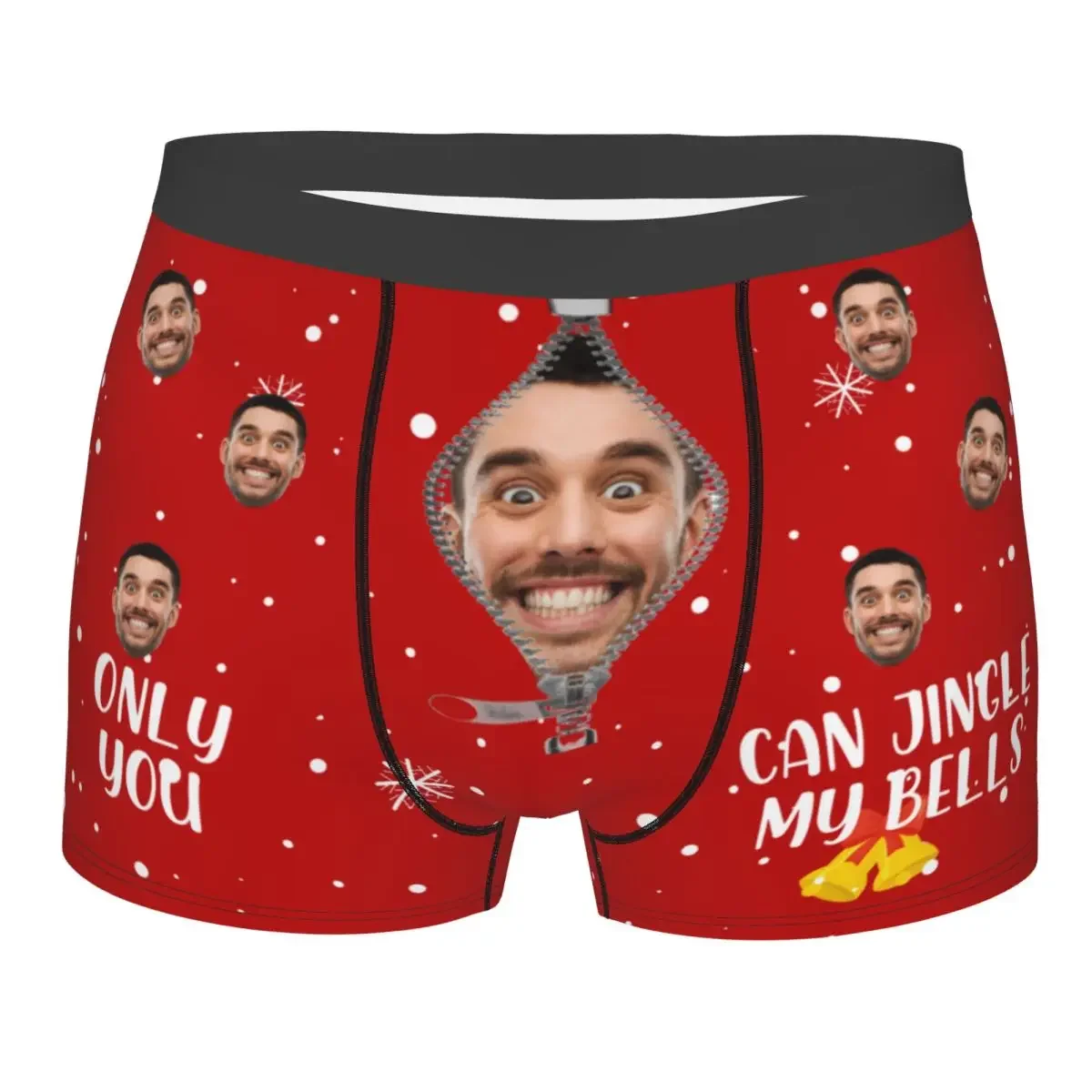 Christmas Gift Custom Face Personalized Photo Man Long Underwear Boxer Shorts Panties Sexy Breathable Underpants for Male S-XXL