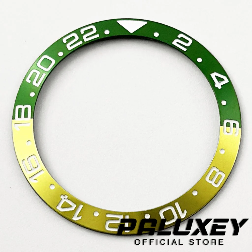 Schräge Form, 38 mm x 30,6 mm, hochwertige Taucher-Lünetteneinlage aus Keramik/Aluminium, 1 Stück, für NH35 NH34 NH36 GMT Automatikuhren-Lünette