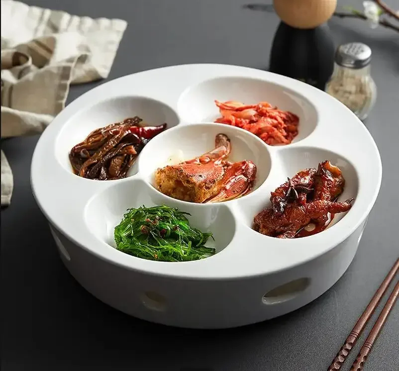 

Creative Ceramic Plate Can Heat Chinese Food Main Dish Hotel Restaurant Sushi Steak Plate Nordic Home Kitchen White Tableware