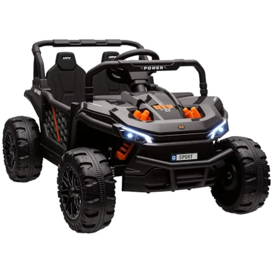 

12V UTV Battery Powered Ride on Truck 3.7 MPH Off-Road Electric Car with Remote Control 4-Wheel Suspension LED Headlights 3 Spe