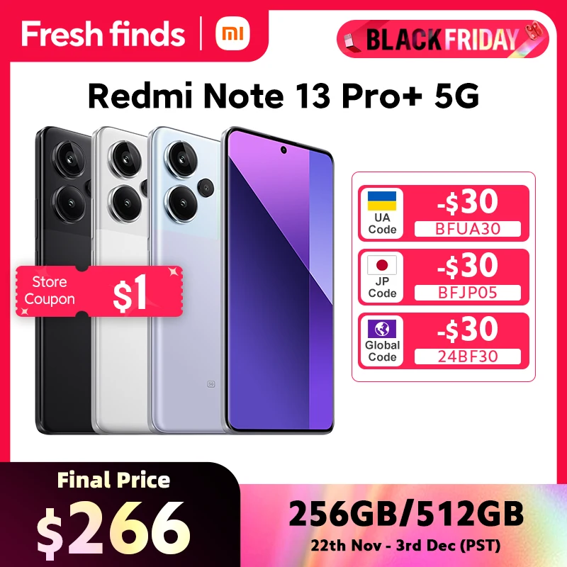 [Global Version] New Xiaomi Redmi Note 13 Pro Plus 5G Smartphone 120W HyperCharge MediaTek Dimensity 7200-Ultra 200MP OIS Camera 500+ sold604,532.43Save 906,798.64Free shippingXiaomi Mi - Global Store