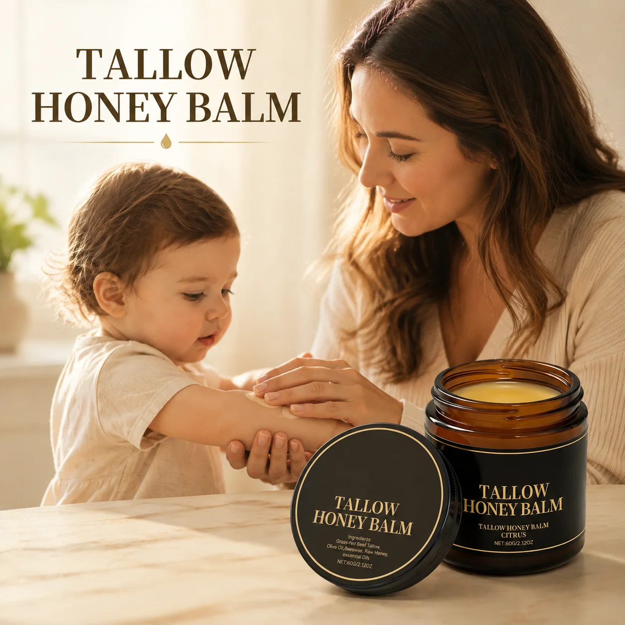 Organic Tallow Honey Cream Glow Hydrating Skin Improve Dullness Boost Elasticity Firming Nuatural Formula Face Body Moisturizer
