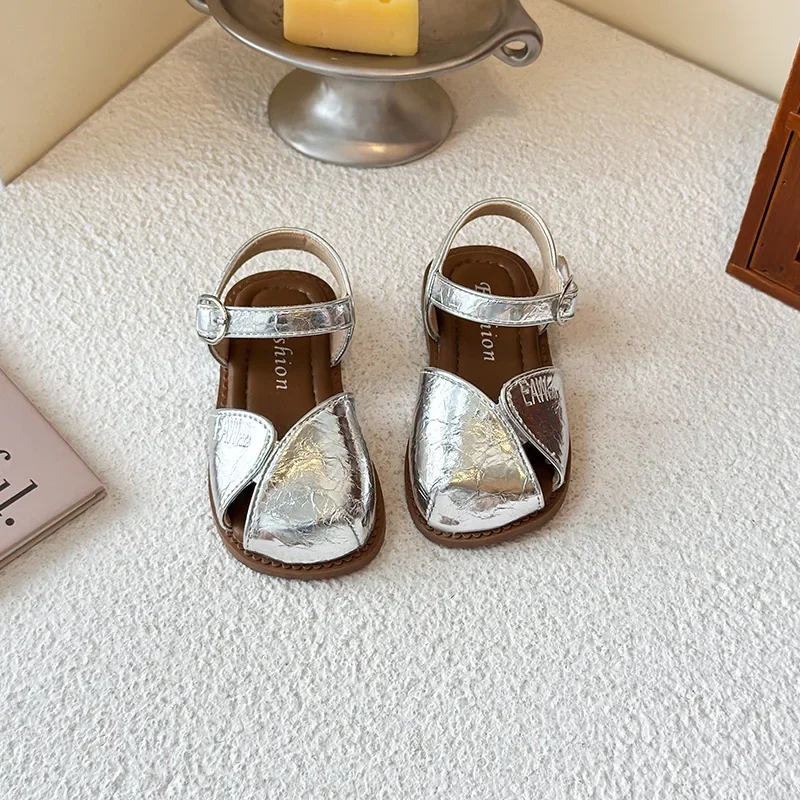 

Girls Beach Shoes Soild Color Versatile Kids Sandals Hook&loop Soft Sole 2025 Summer New Children Princess Shoes Korean Style