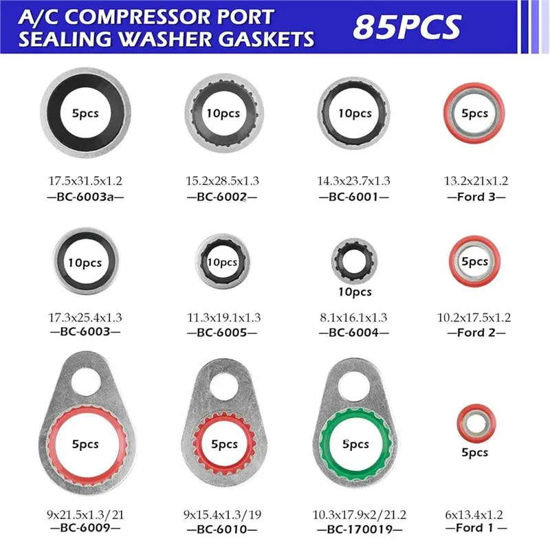 【CYBER MONDAY】AC O Ring Gasket Kit Car AC Compressor Repair Gaskets Auto A/C Seal Set