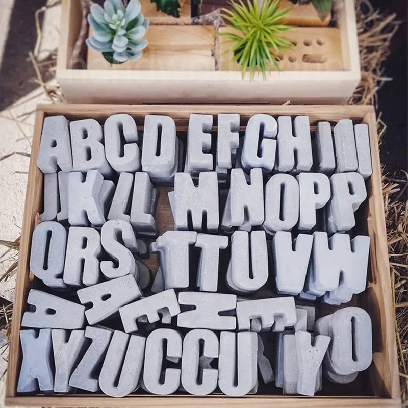 Moule en silicone pour résine 26 lettres de l'alphabet, moule en plâtre et ciment, pour décoration DIY de fête d'anniversaire, demande en mariage, mariage, moulage, décoration intérieure