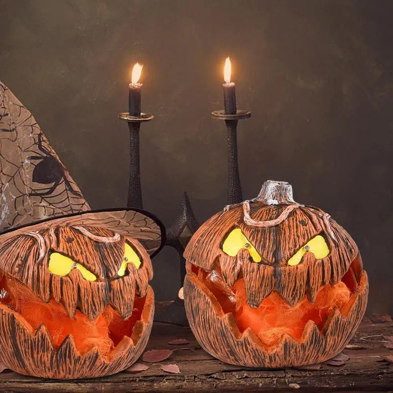 Imagem -03 - Halloween Pumpkin Light Lanterna Decorativa Desktop Lights Thanksgiving Party Supply com Som Assustador Home Decor