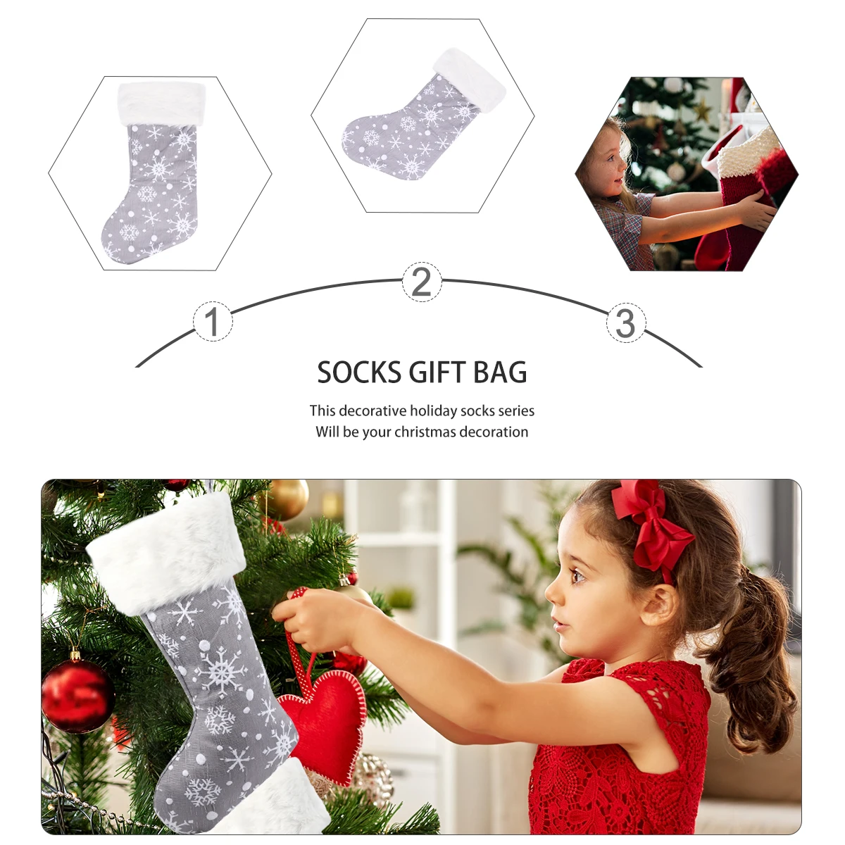 

Xmas Gift Bag Sock Creative Christmas Hanging Pendant Ideal for Presents Chocolates Treats Decorations Santa Stocking Tree
