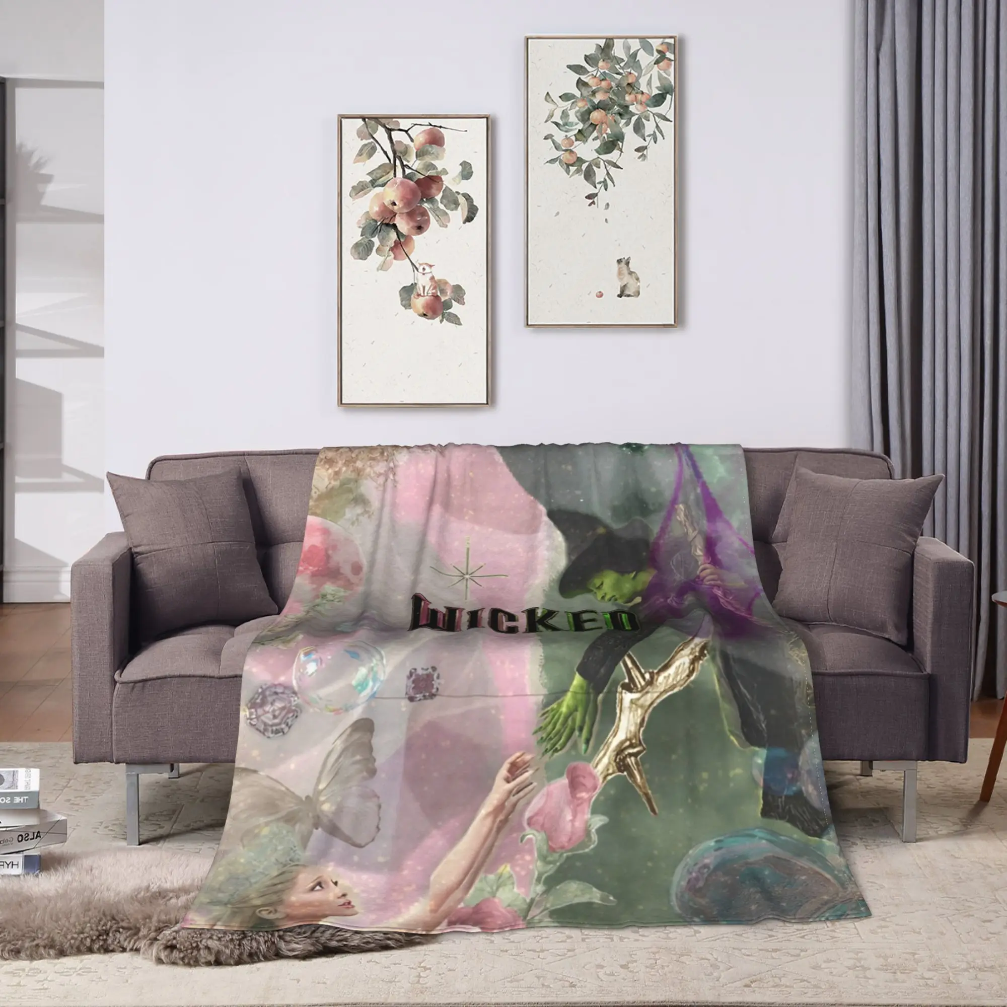 Wicked Elphaba & Glinda Tonal  Blanket Quality Warm  Throw Blanket Winter Travel Outdoor Graphic Bedspread