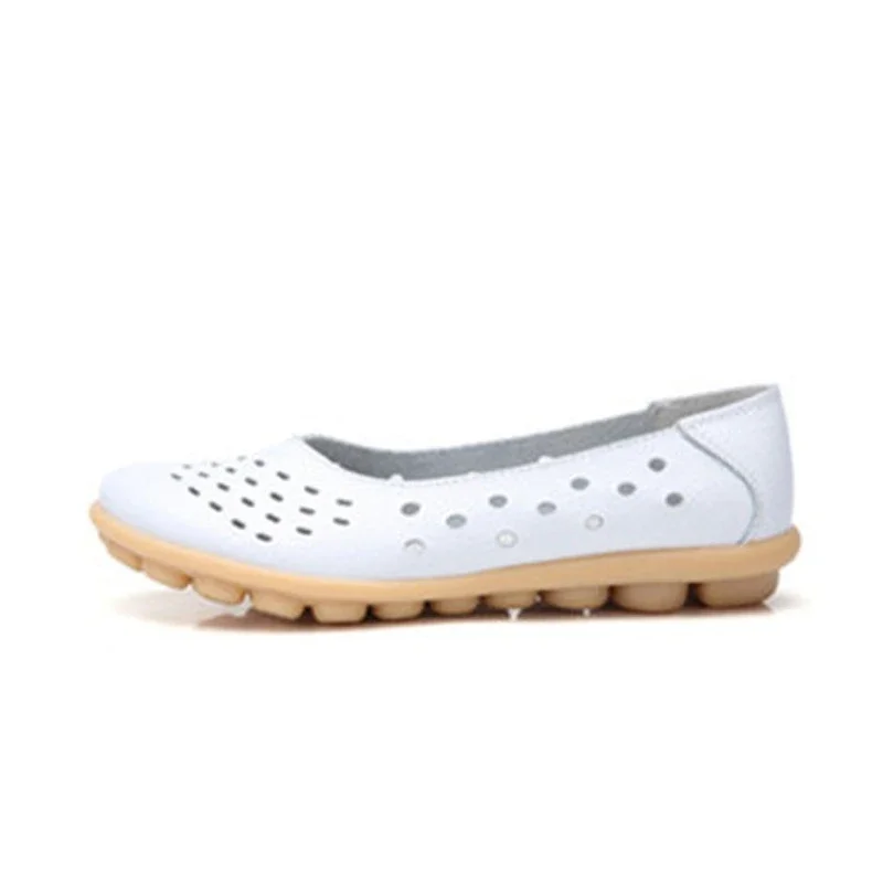 Timetang-zapatos planos de piel auténtica para mujer, mocasines con agujeros, color liso, de gran Size35-44E701, para verano