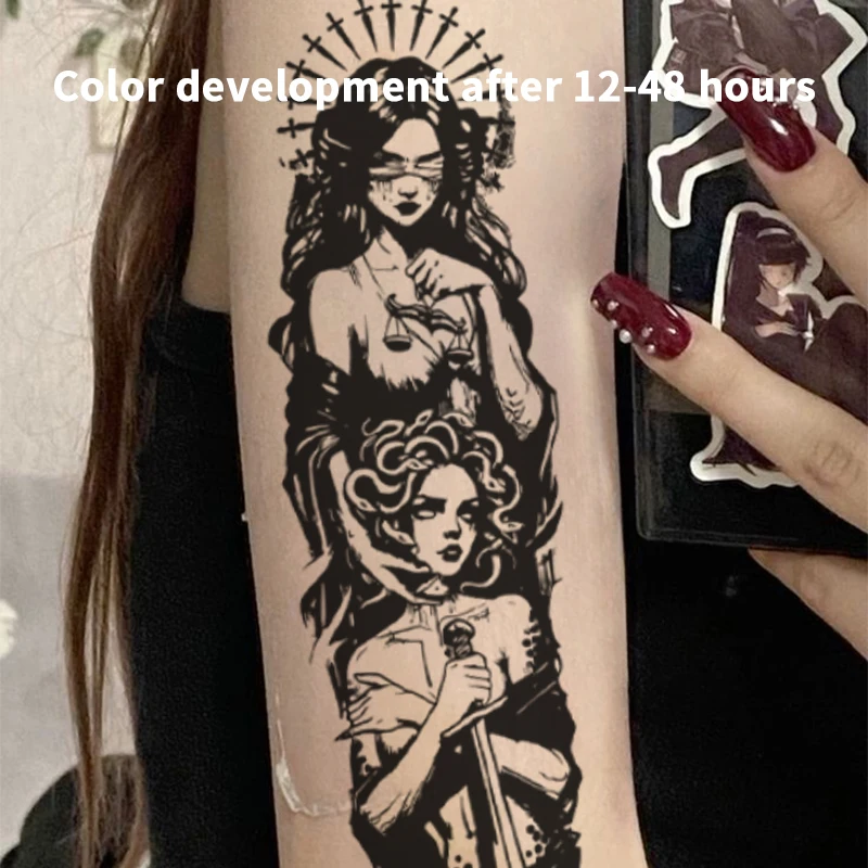 Etiqueta do tatuagem do suco erval do Saint Medusa, manga falsa dos homens e das mulheres, tatuagem impermeável da arte, encanto do punk, tatuagens autoadesivas, presente