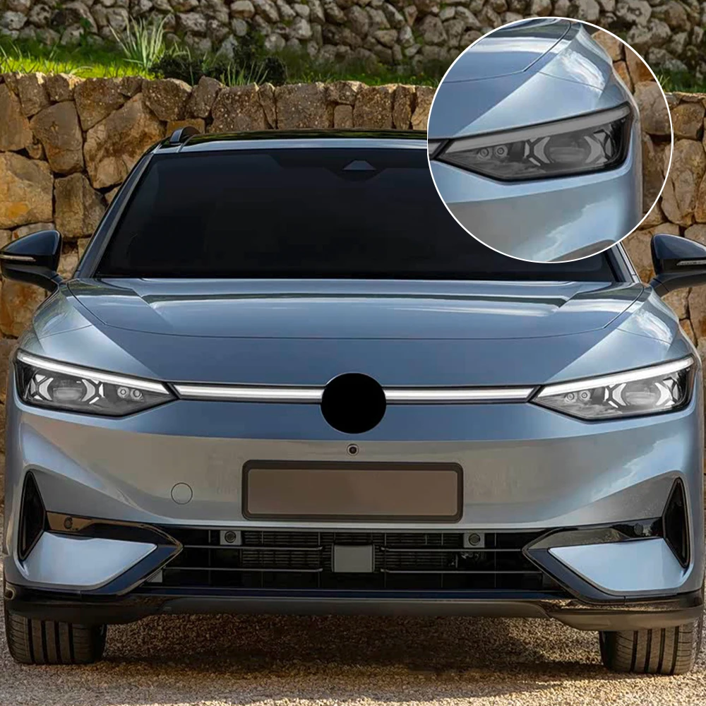 

For Volkswagen ID.7 2023-2026 Car Headlight Protective Film Smoke Black TPU PPF Pre Cut Anti-Scratch Headlight Vinyl Wrap Film