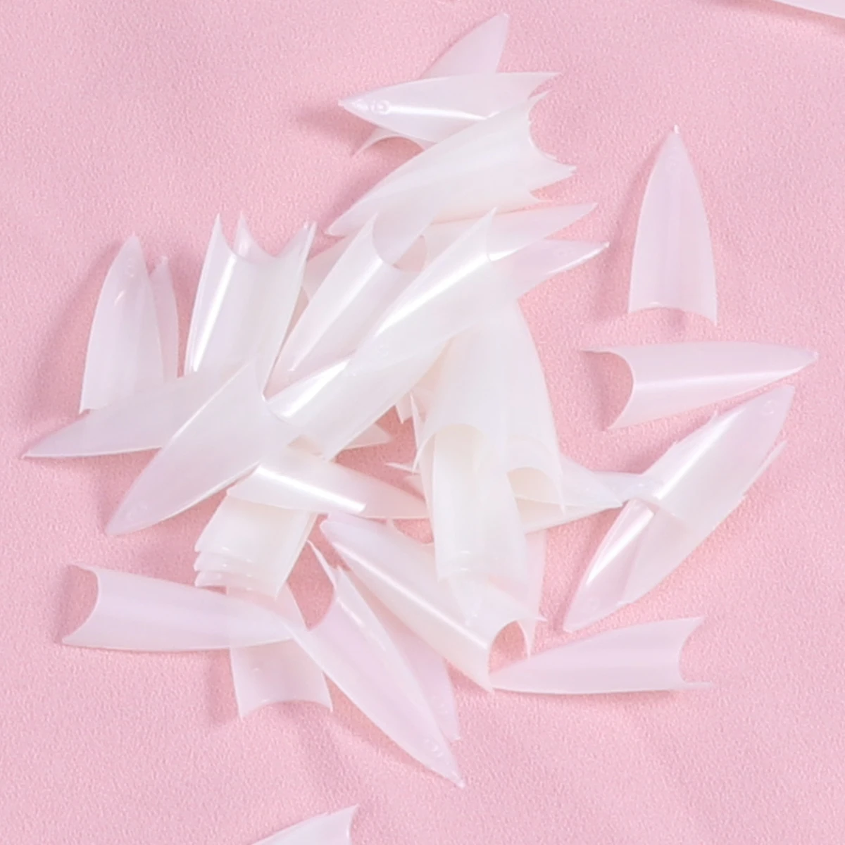 

500Pcs Artifical Nail Tips Full Cover Acrylic False Cuspate Shape Nails Tips Nail Art Supplies for Nail Salons and DIY Nail Art