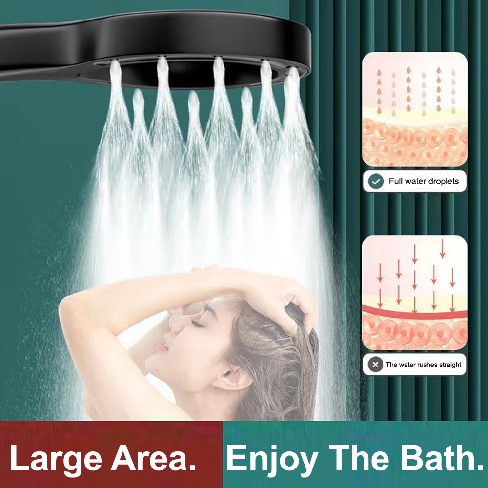 

High Pressure Large Flow Shower Head Water Saving Shower Water Massage Eco Showerhead Set Holder Hose Bathroom Accessories