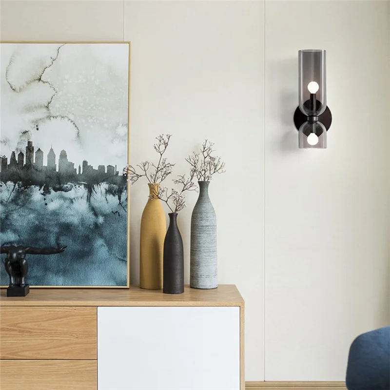 

A84X-Luxury Bedroom Bedside Wall Lamp Glass Postmodern Nordic Light Living Room Dining Room Corridor Staircase