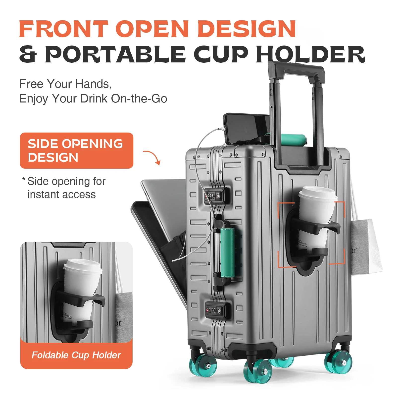 AIWEINY アルミニウムマグネシウム合金製スーツケース、 - Travel Lock Tsa Approved のレビューと価格