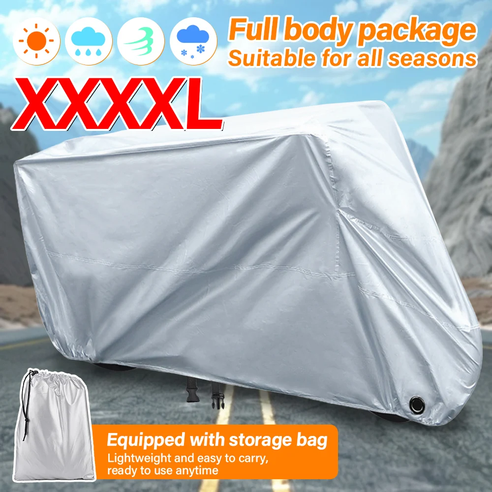 

Серебристый 190T 4XL защитный чехол для мотоцикла, полиэстер, тафта, уличный, домашний, водонепроницаемый, непромокаемый, пылезащитный, с защитой от УФ-лучей
